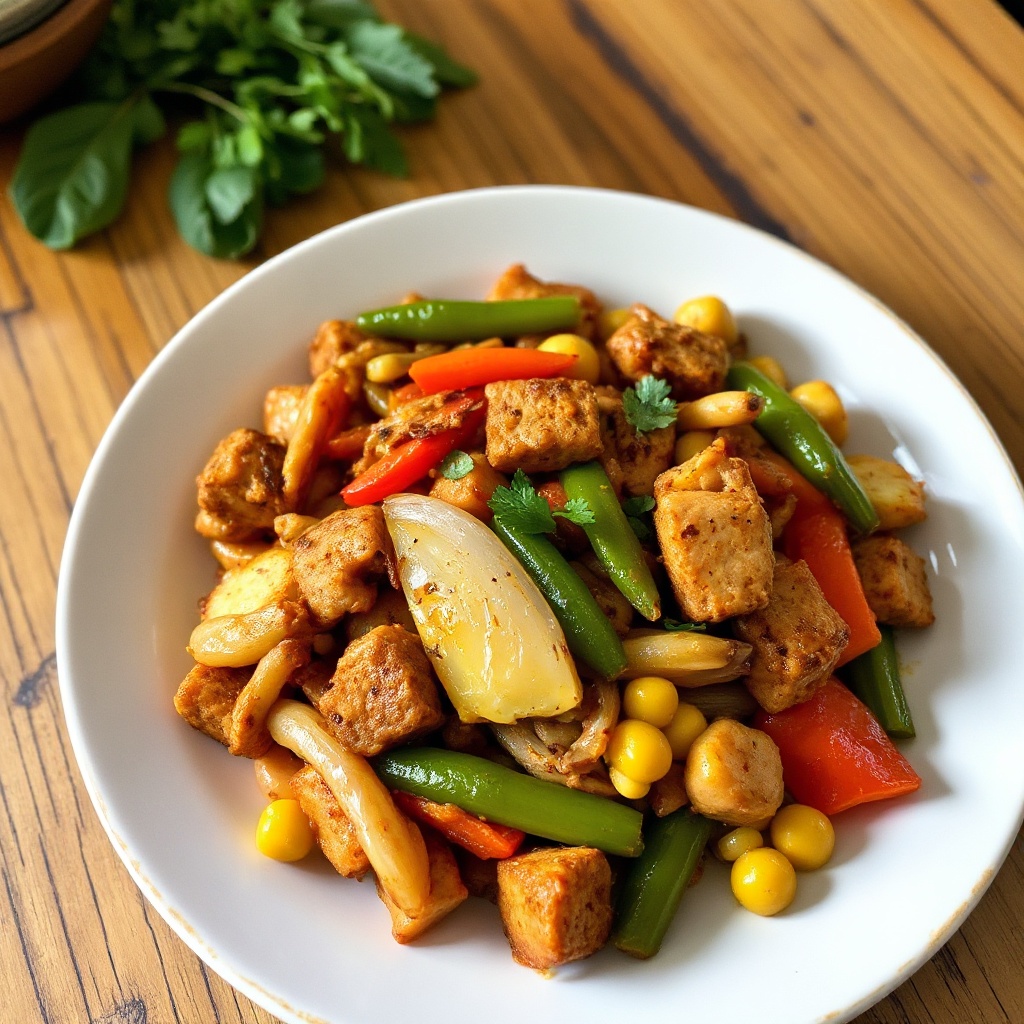 Würziger Tempeh-Gemüse-Pfanne