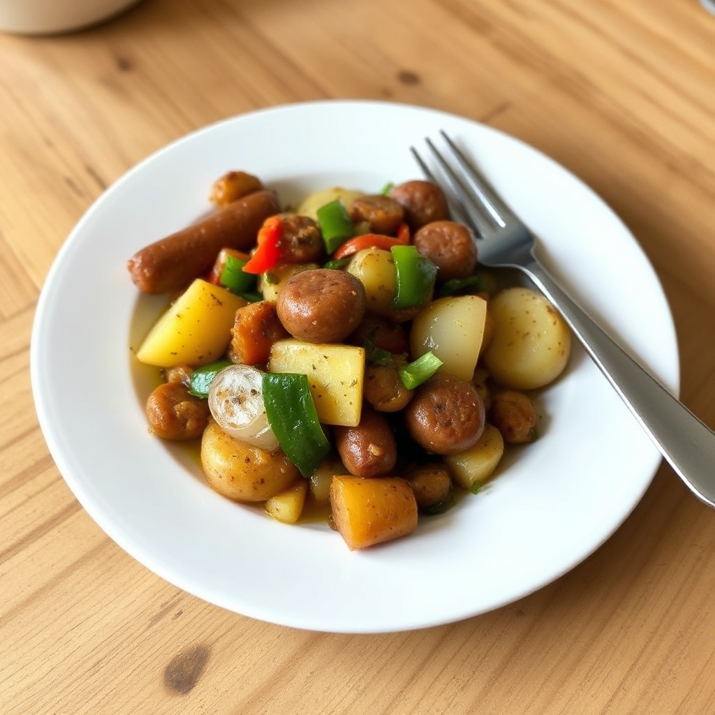 Herzhafter Wurst- und Gemüse-Pfanne