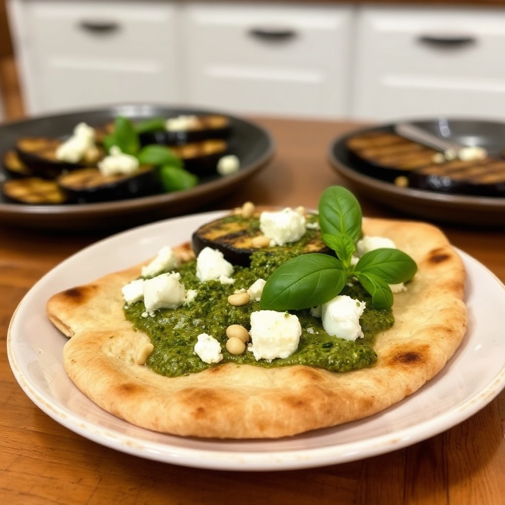 Grilled Eggplant Pesto Flatbread