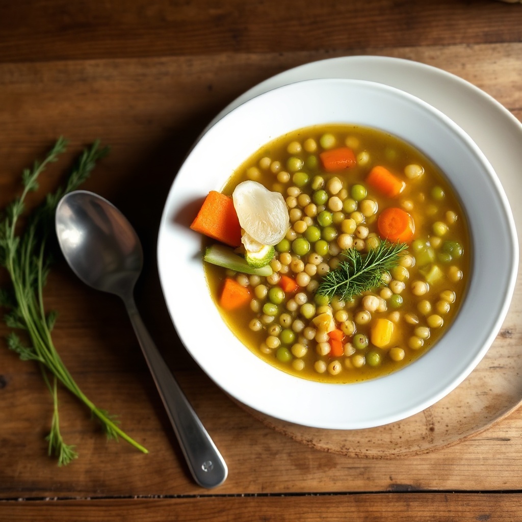 Herzhafte Erbsen- und Gerstensuppe