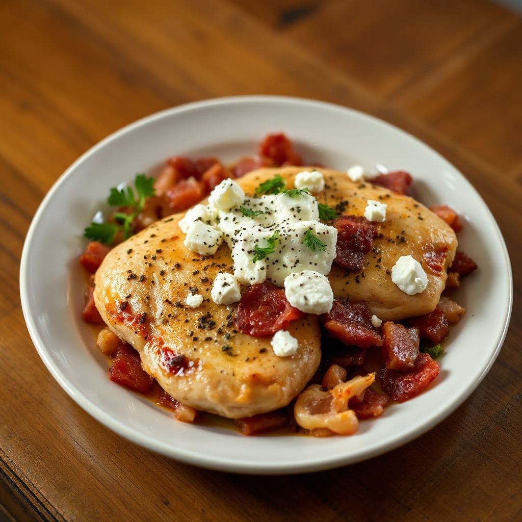 Savory Pan-Seared Chicken with Bacon and Creamy Feta