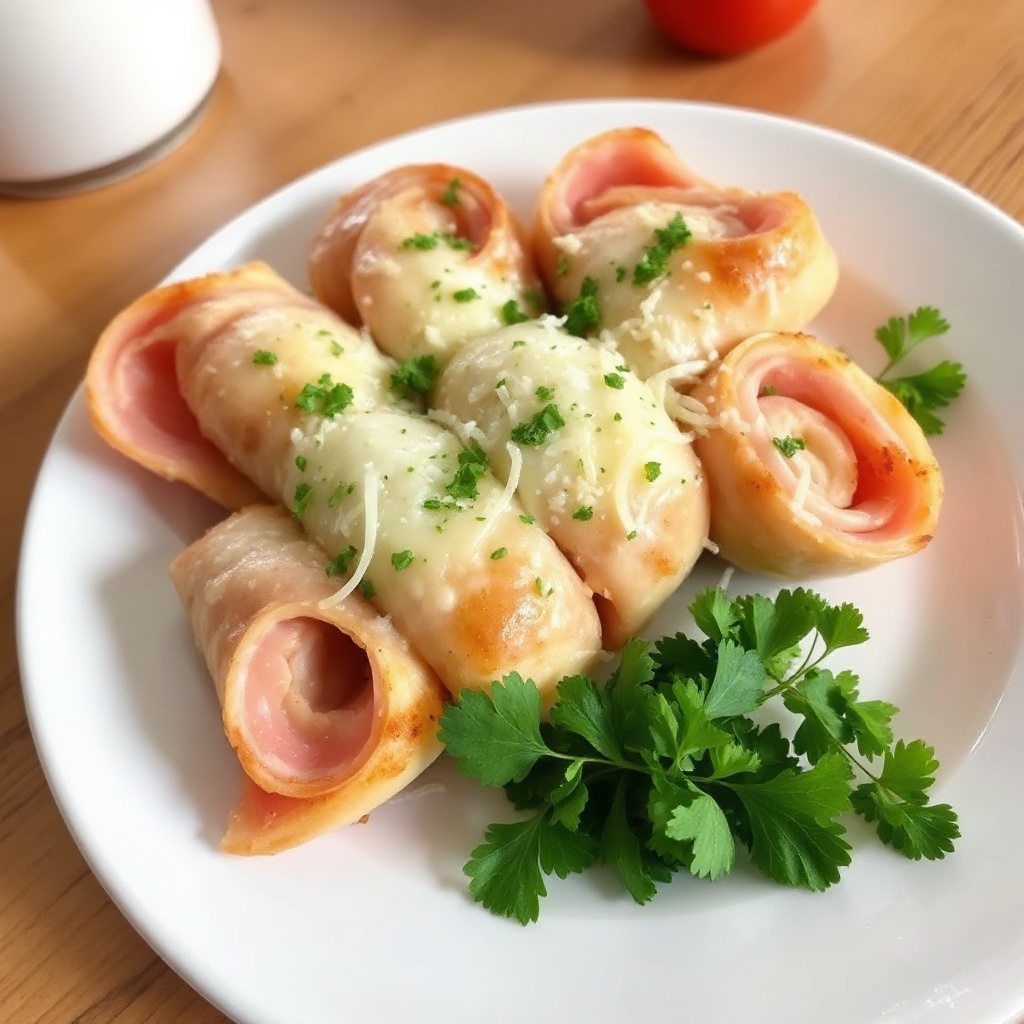 Käse-Hähnchen-Schinken-Röllchen