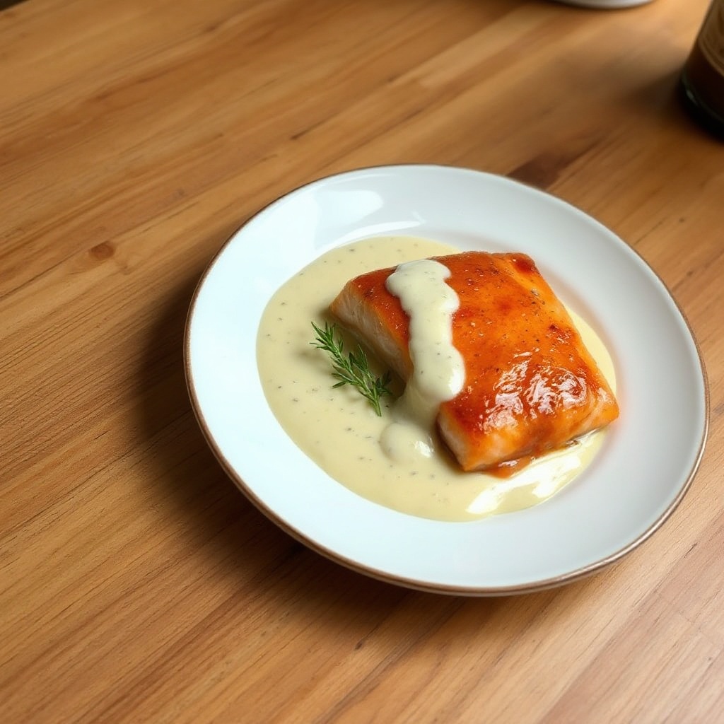 Whiskey-Glasierter Lachs mit cremiger Sauce
