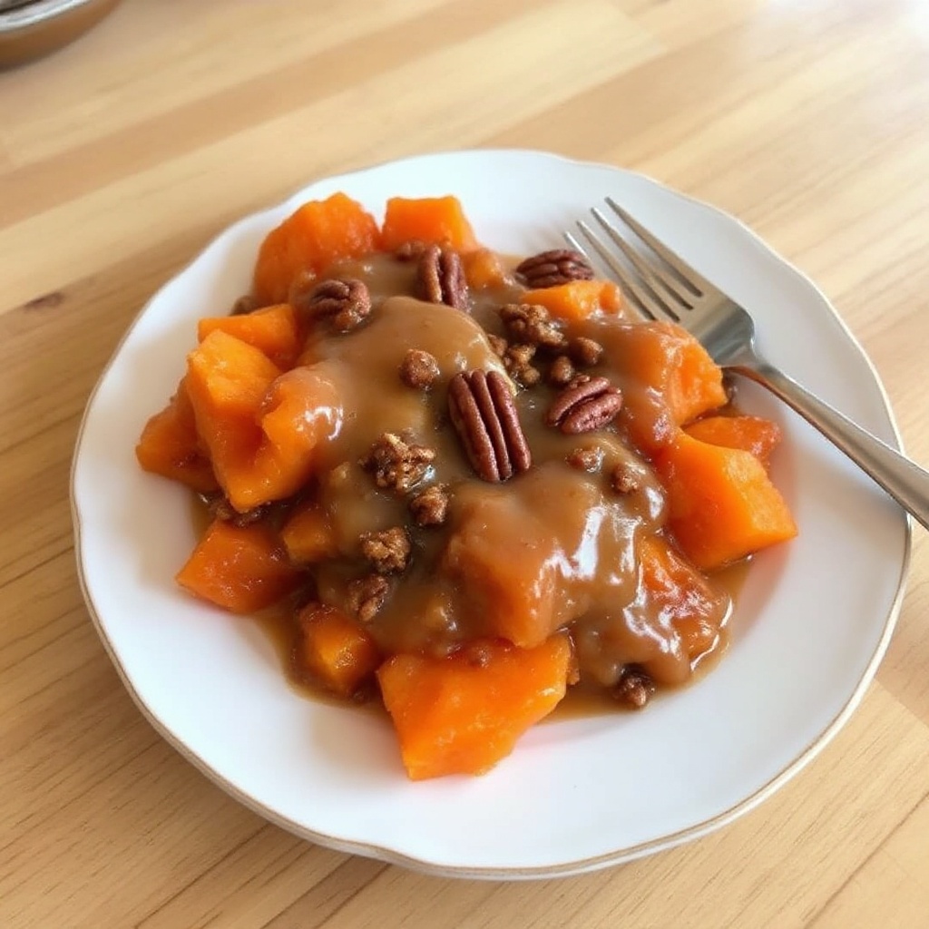 Candied Sweet Potatoes with Pecan Sauce