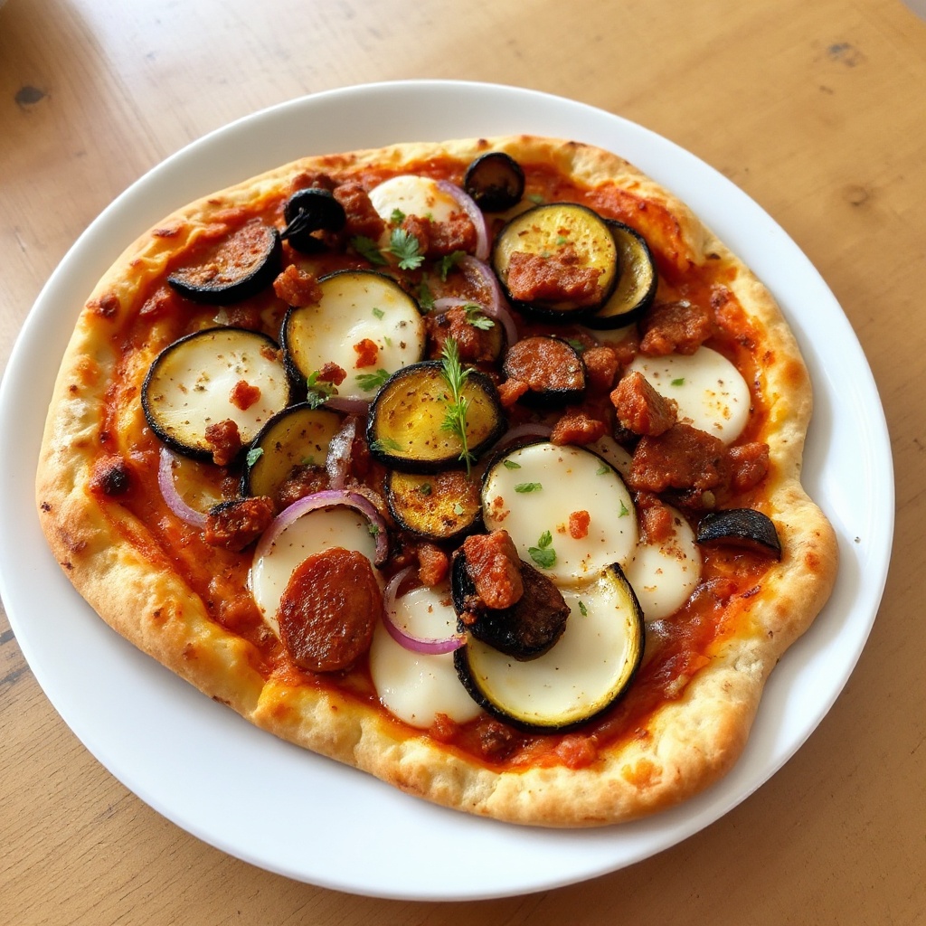 Würzige geröstete Gemüse-Pizza