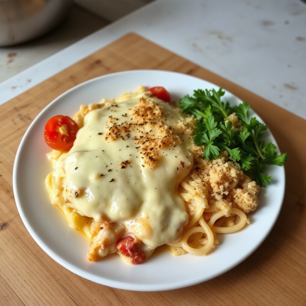 Cremiger Hähnchen Alfredo Auflauf
