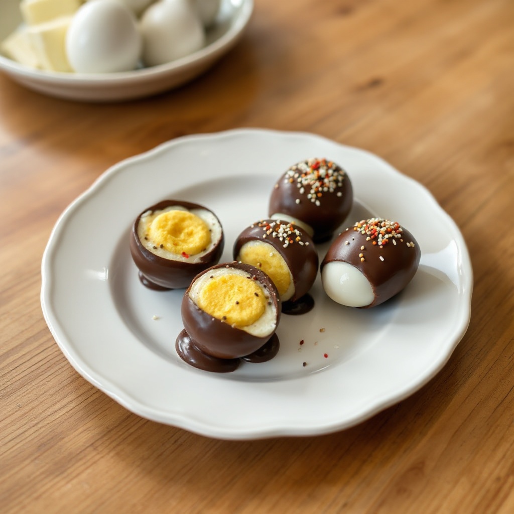 Uova di Crema alla Vaniglia Ricoperte di Cioccolato