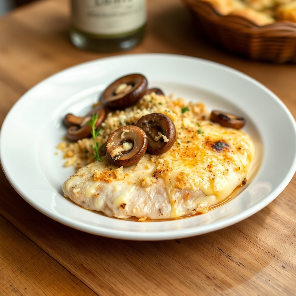 Pollo al Forno Salato con Funghi e Formaggio
