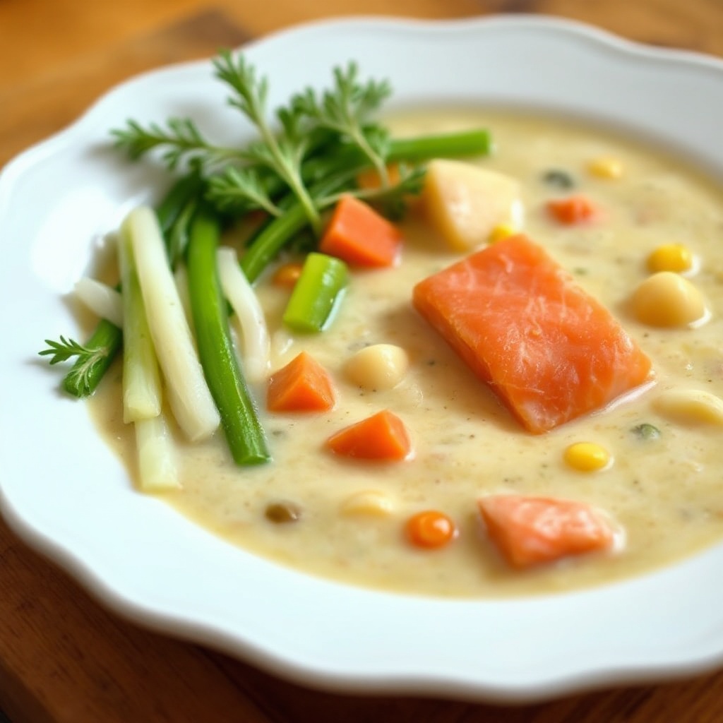 Creamy Smoked Salmon and Vegetable Chowder