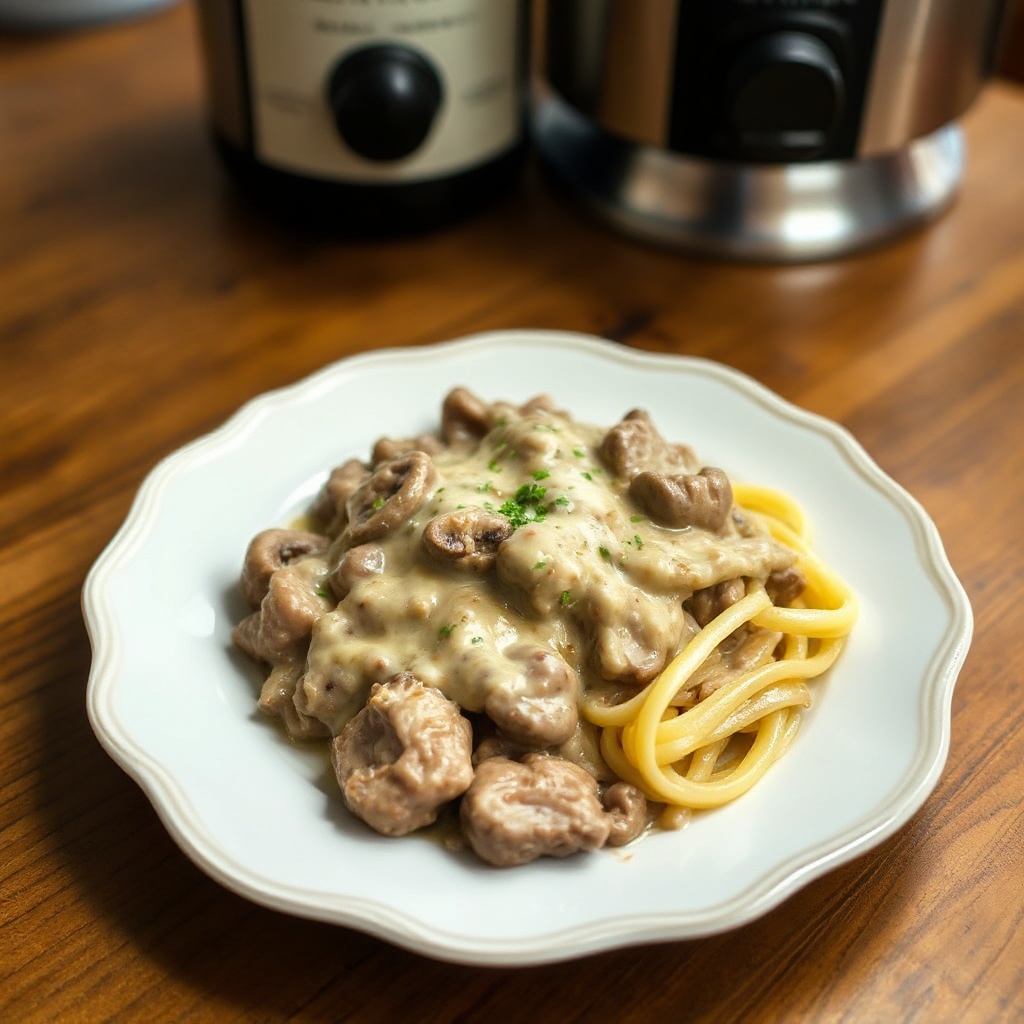 Stroganoff di Manzo Cremoso in Pentola Lenta
