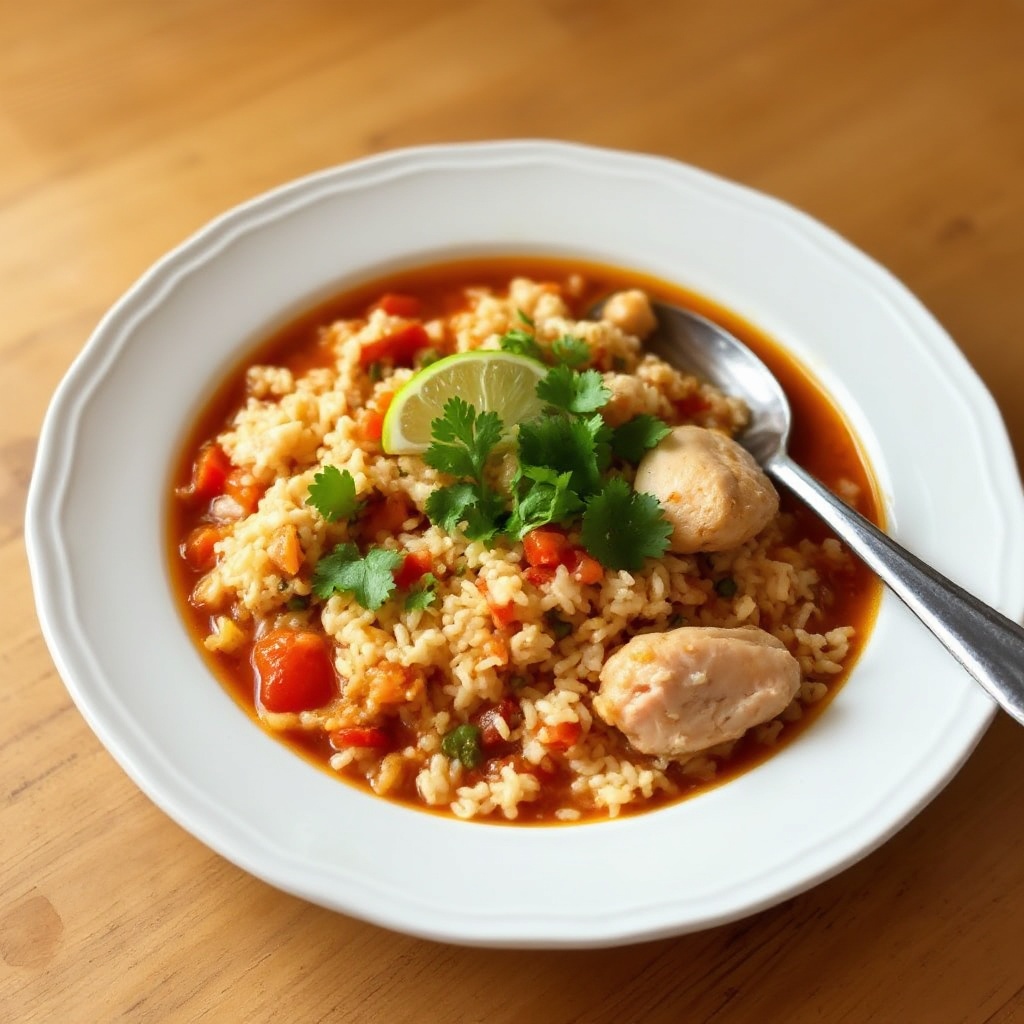 Mexikanische Hühner- und Reissuppe mit einem spritzigen Twist