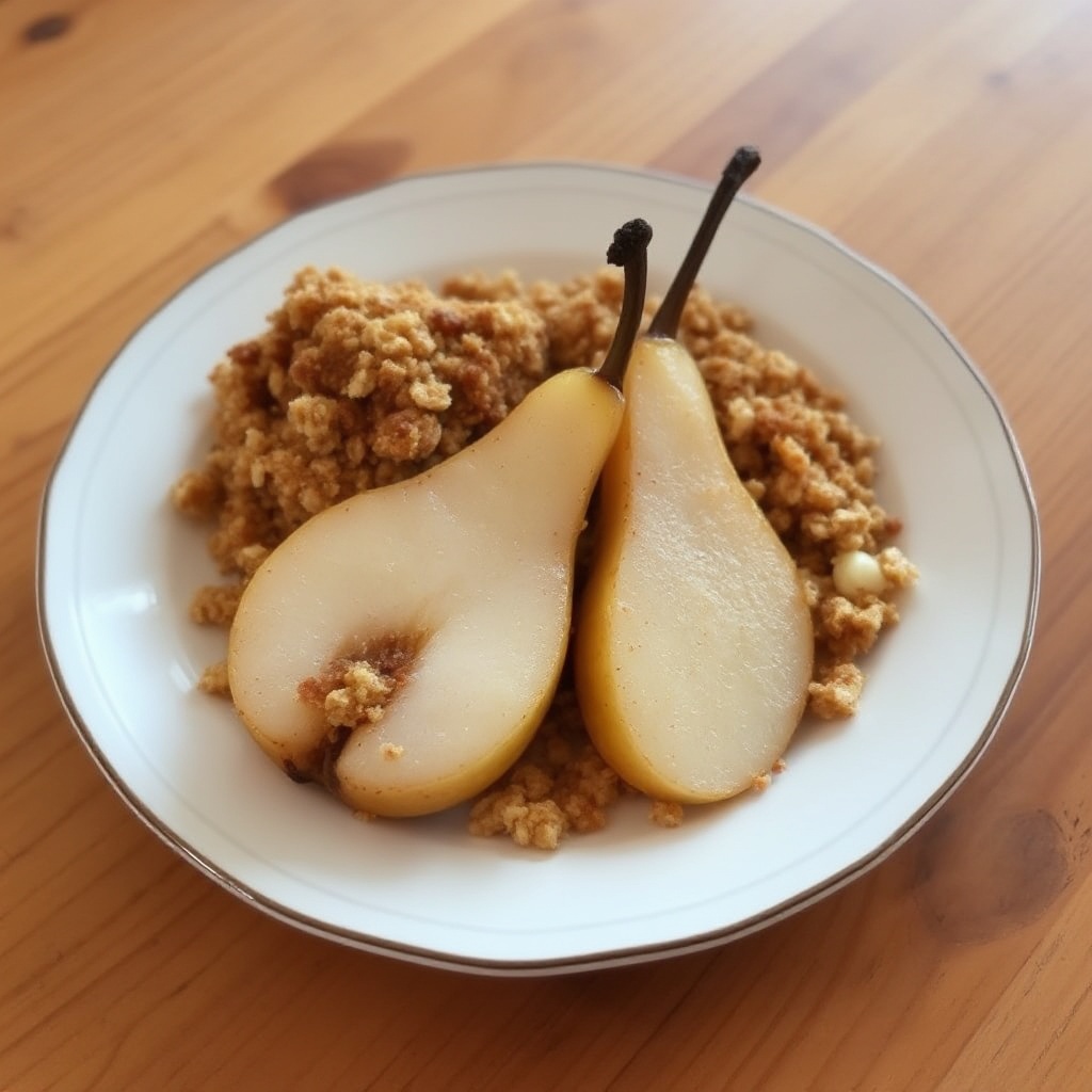 Gewürzte gebackene Birnen mit Hafer-Crumble