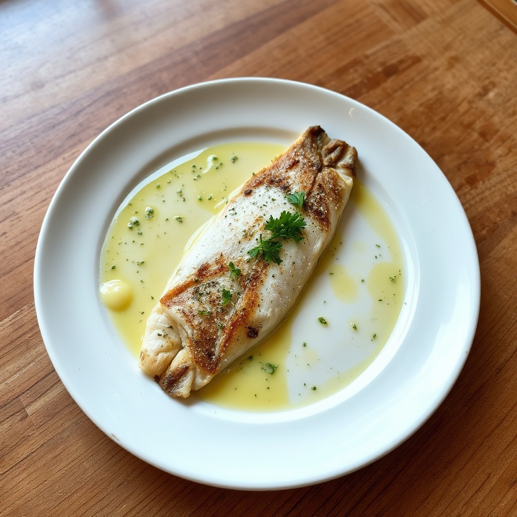 In der Pfanne gebratener Schnapper mit Zitronen-Kräutersauce