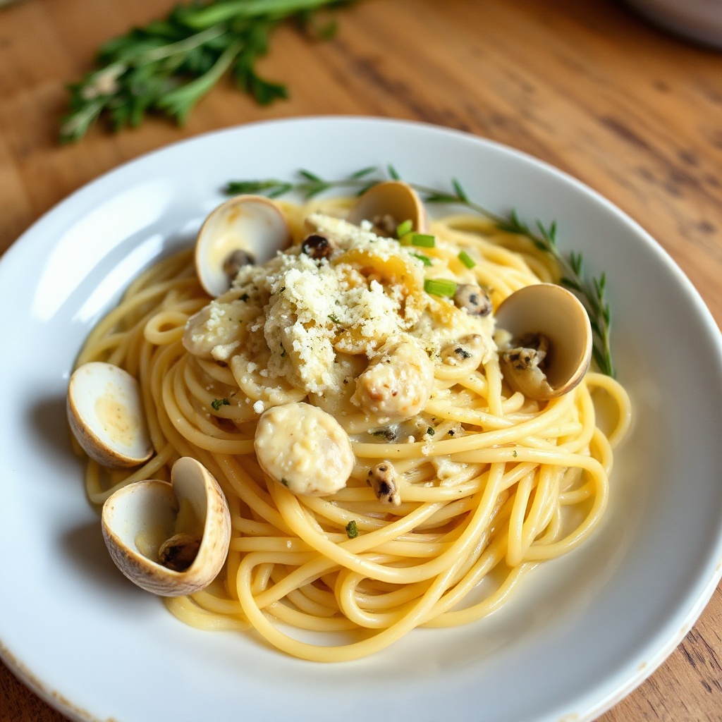 Cremige Knoblauch-Muschel-Pasta