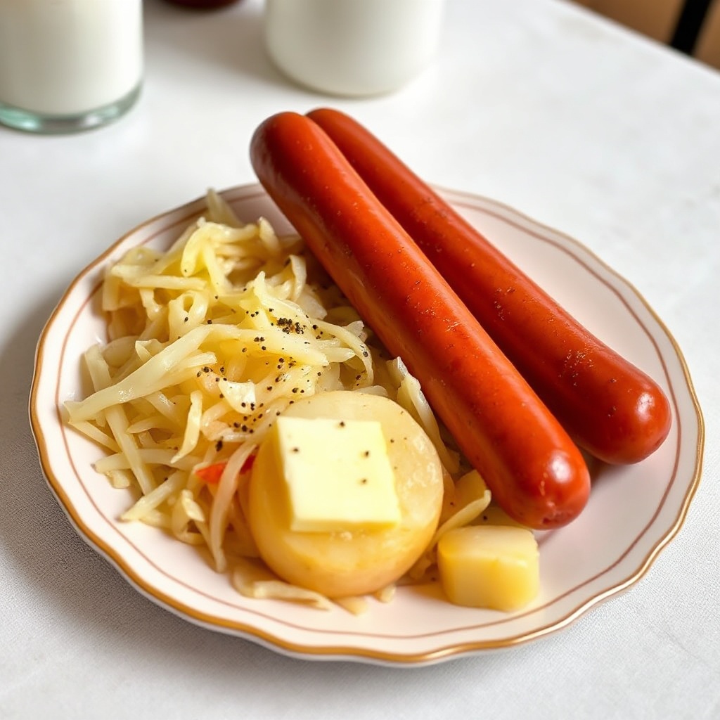 Herzhafte Hot Dogs mit Sauerkraut und Kartoffeln