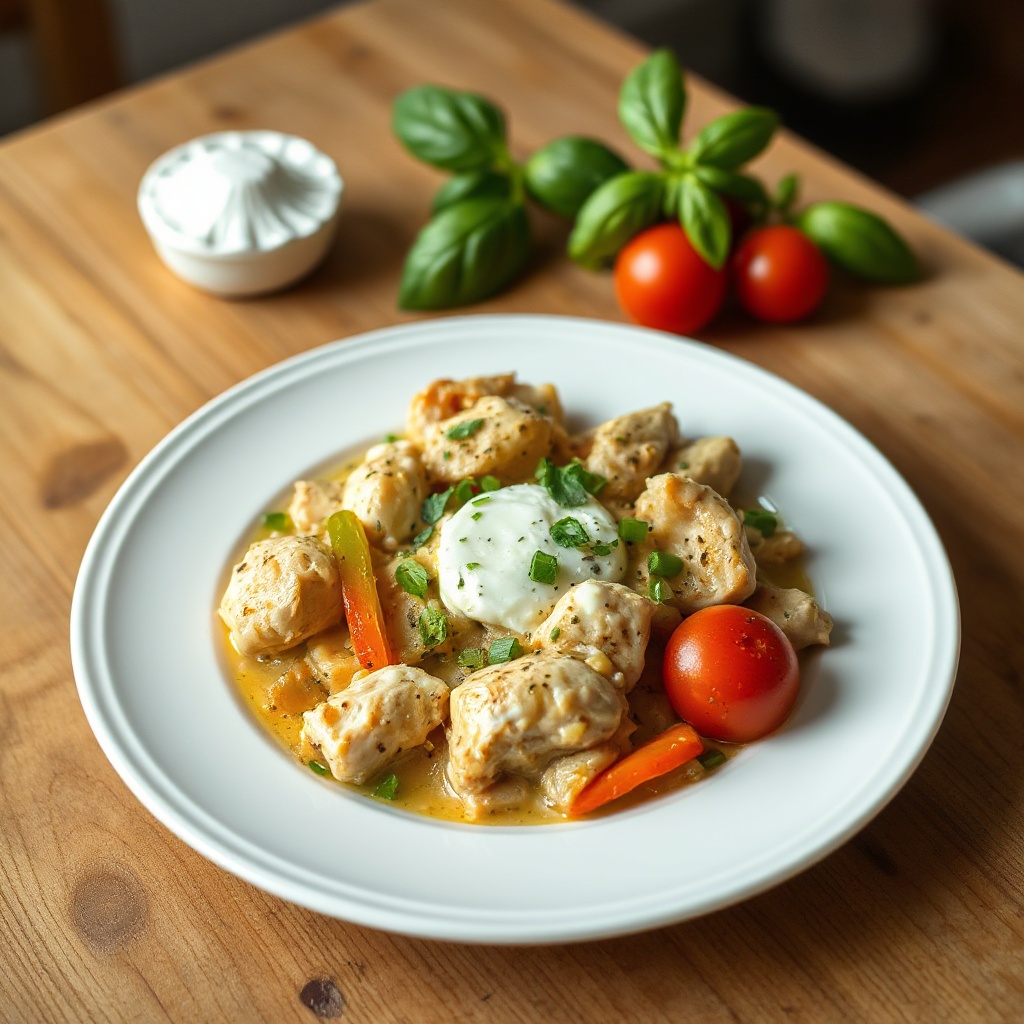 Pollo Crema al Basilico in Padella