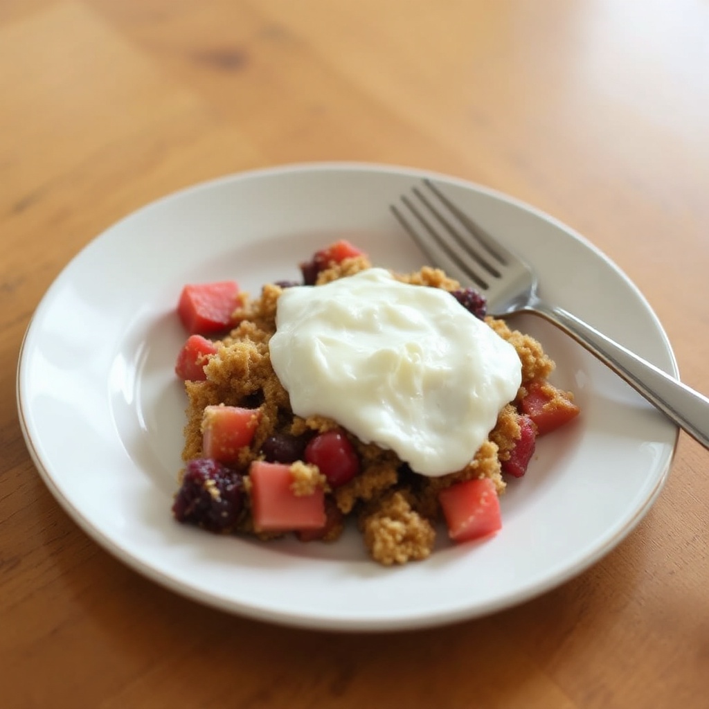 Delizia di Crumble con Rabarbaro e Frutti di Bosco