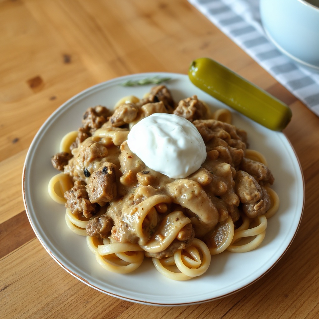 Cremiger Rindfleisch Stroganoff mit einer pikanten Note