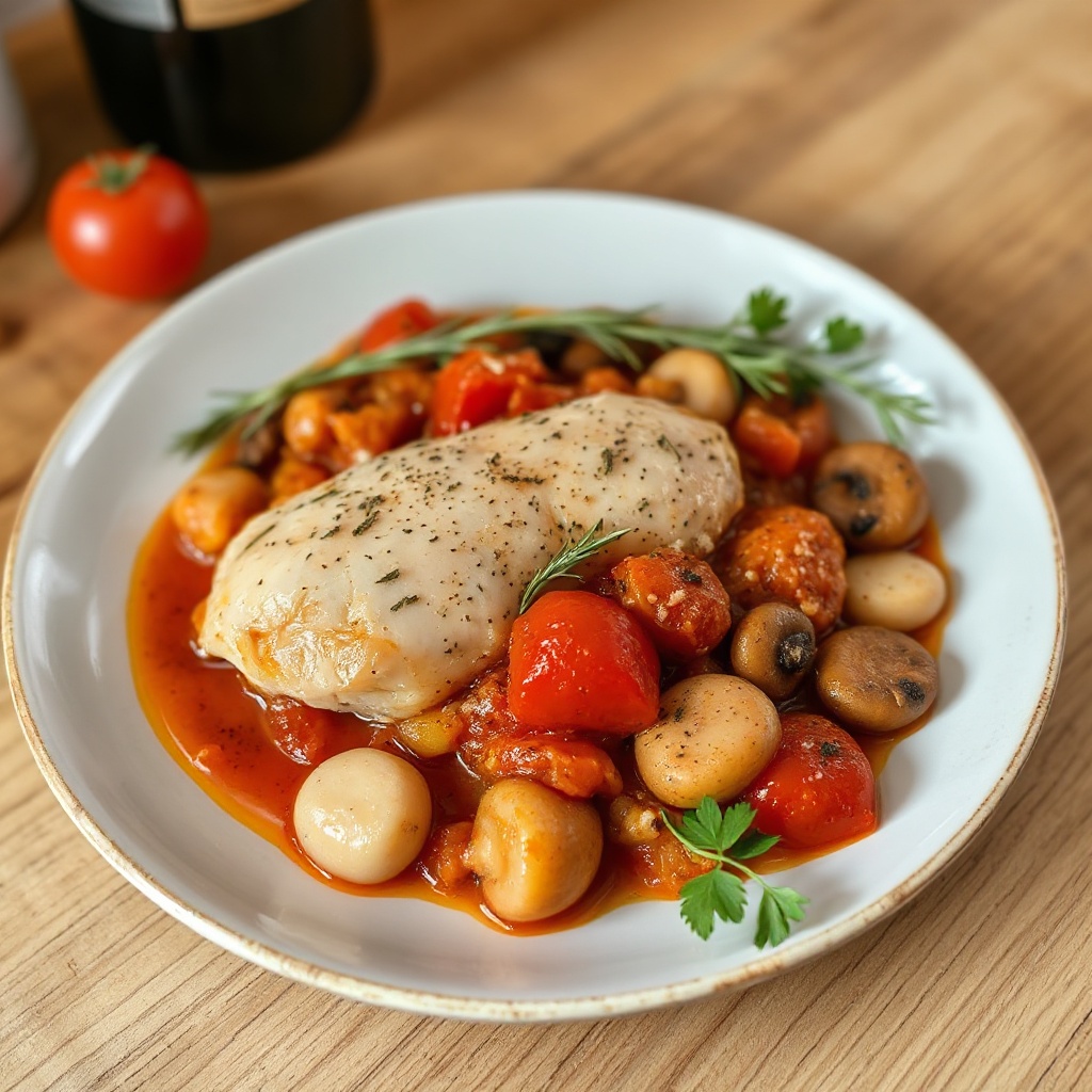 Herbed Chicken in Tomato-Wine Sauce