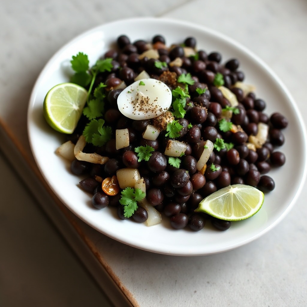 Padella di Fagioli Neri Piccanti con Lime e Erbe
