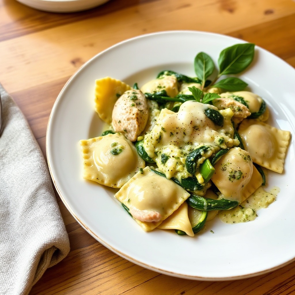 Ravioli di Pollo al Pesto Crema