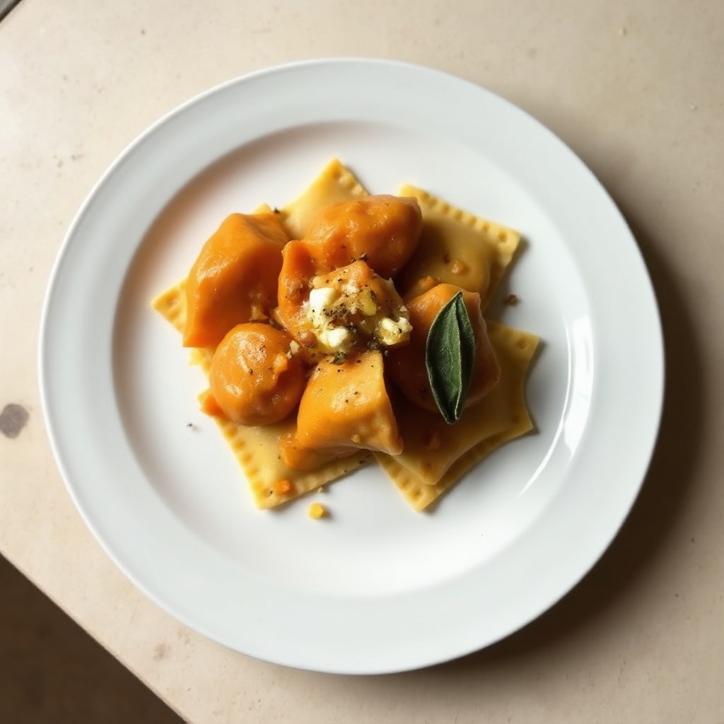 Sweet Potato and Ricotta Ravioli with Sage Butter