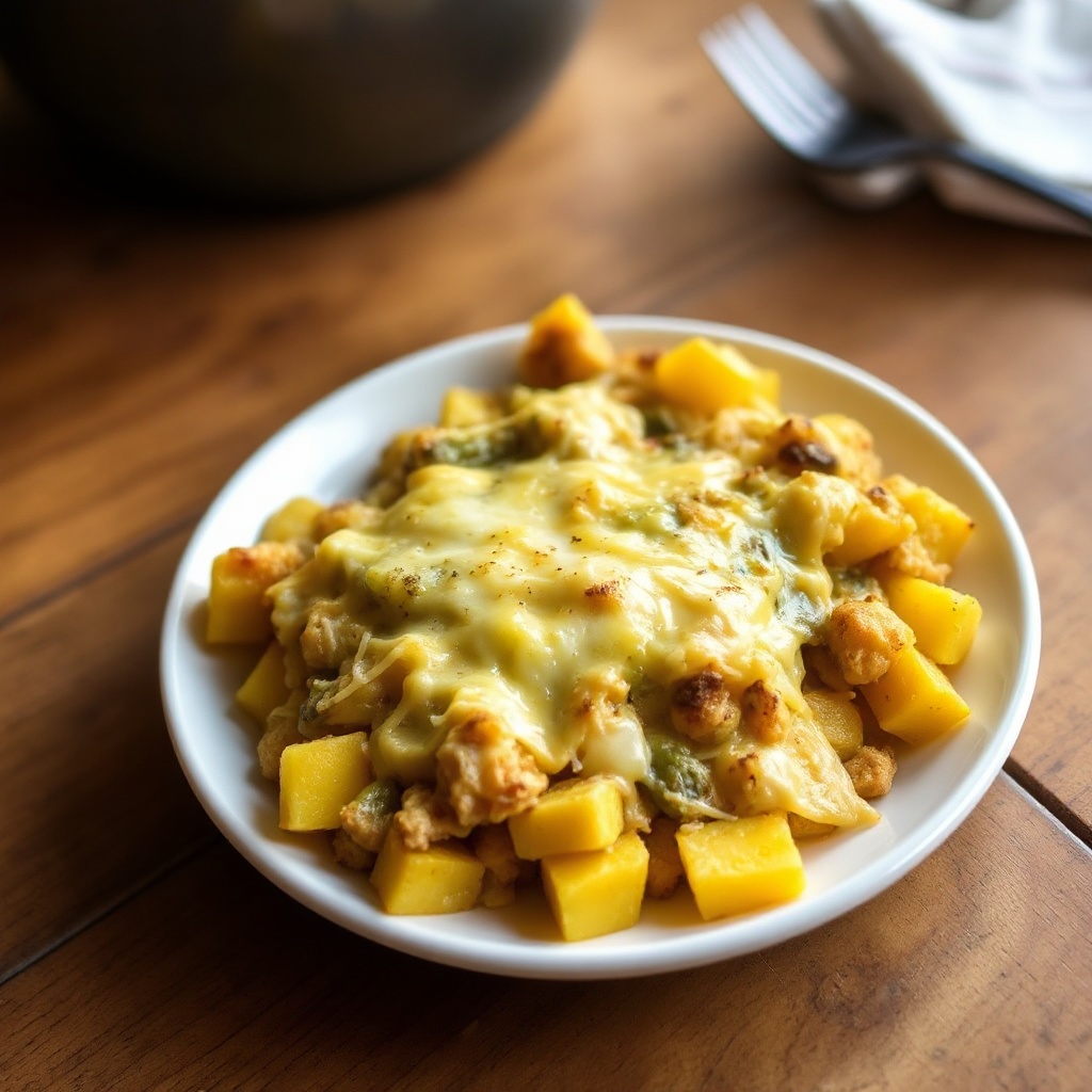 Cheesy Squash and Green Chili Bake