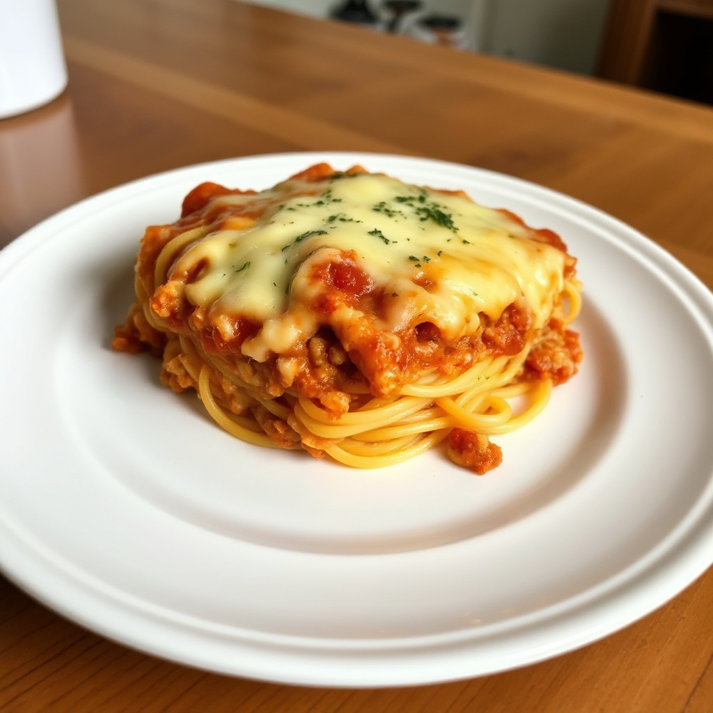 Käseüberbackene Spaghetti-Auflauf