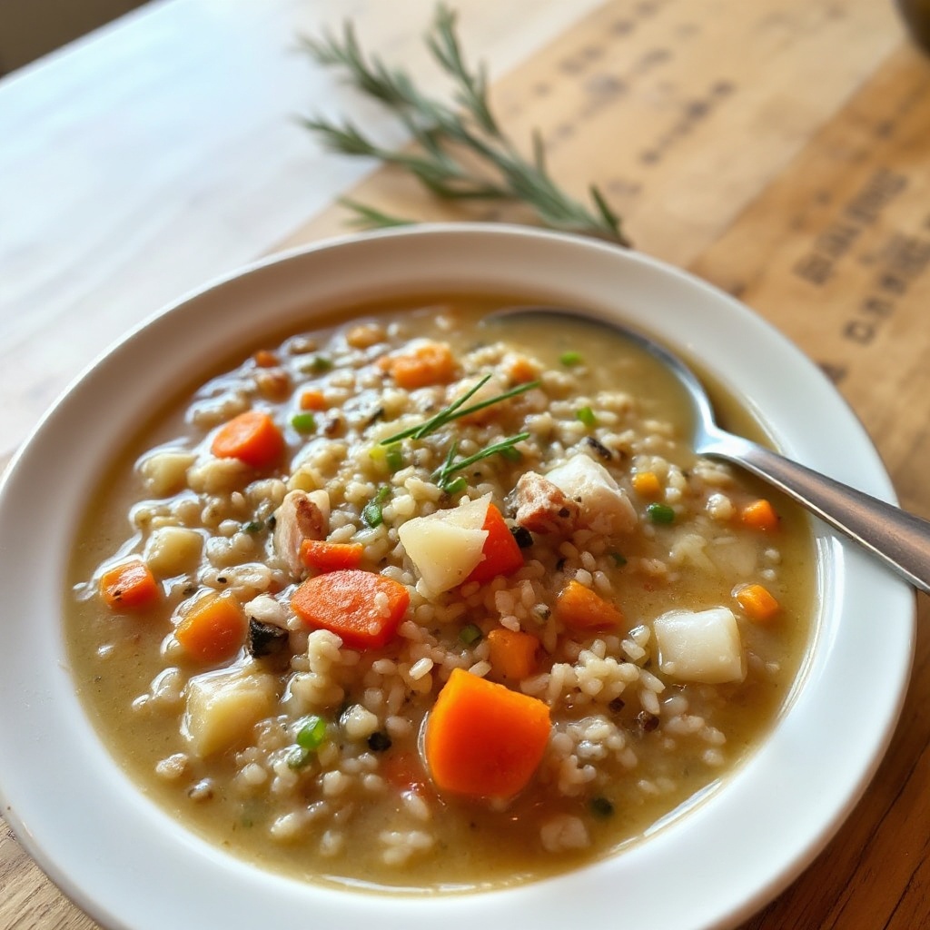 Herzhafter Wildreis-Suppe mit geräuchertem Truthahn