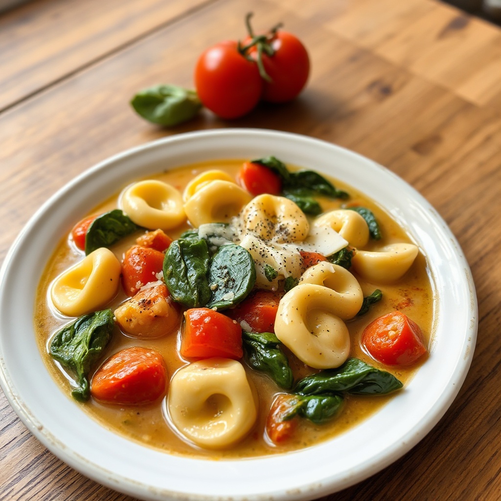 Cremige Tortellini-Spinat-Suppe