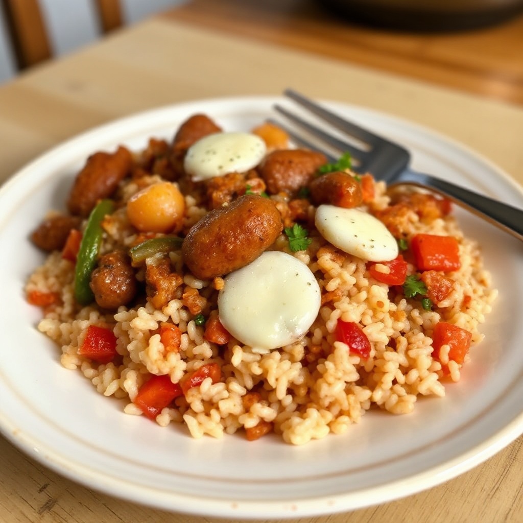 Herzhafter italienischer Wurst- und Reis-Pfanne