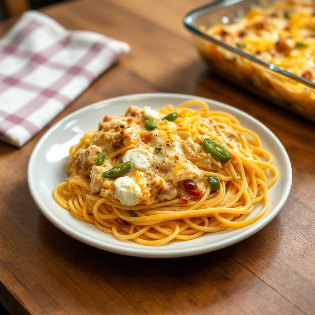 Casseruola di Spaghetti al Pollo Cremoso