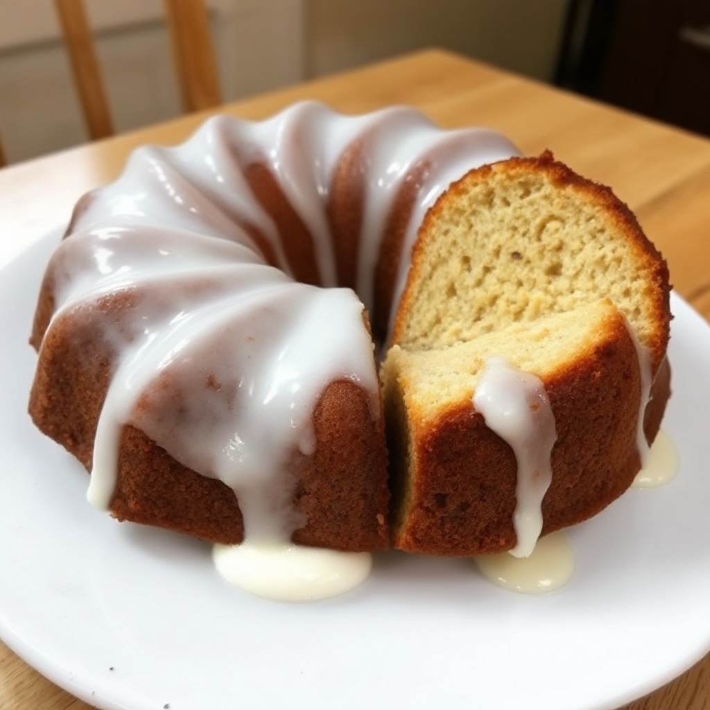 Banana Yogurt Bundt Cake with Lemon Glaze