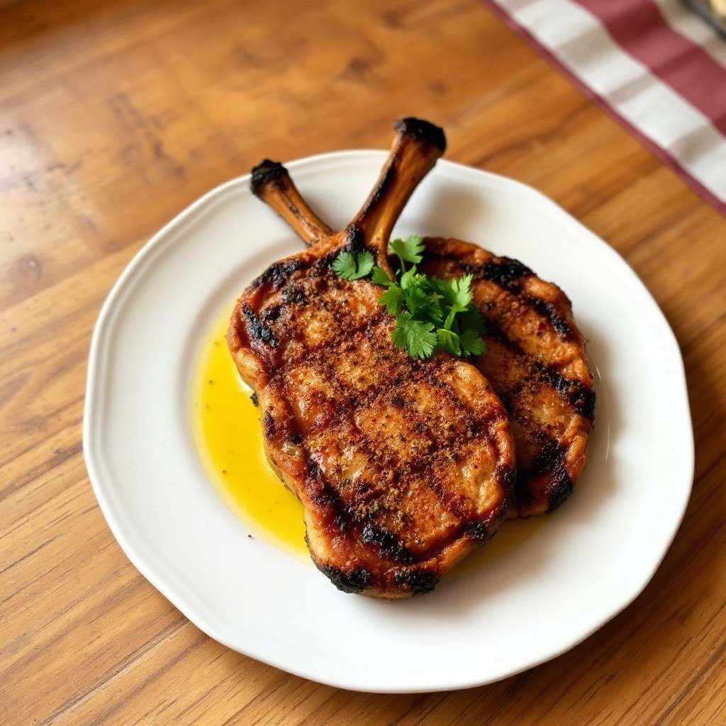 Gegrillte gewürzte Schweinekoteletts