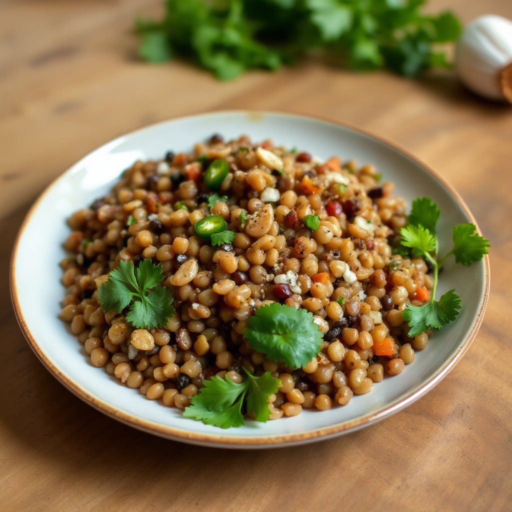 Würziger Linsensalat mit Knoblauch und Kräutern
