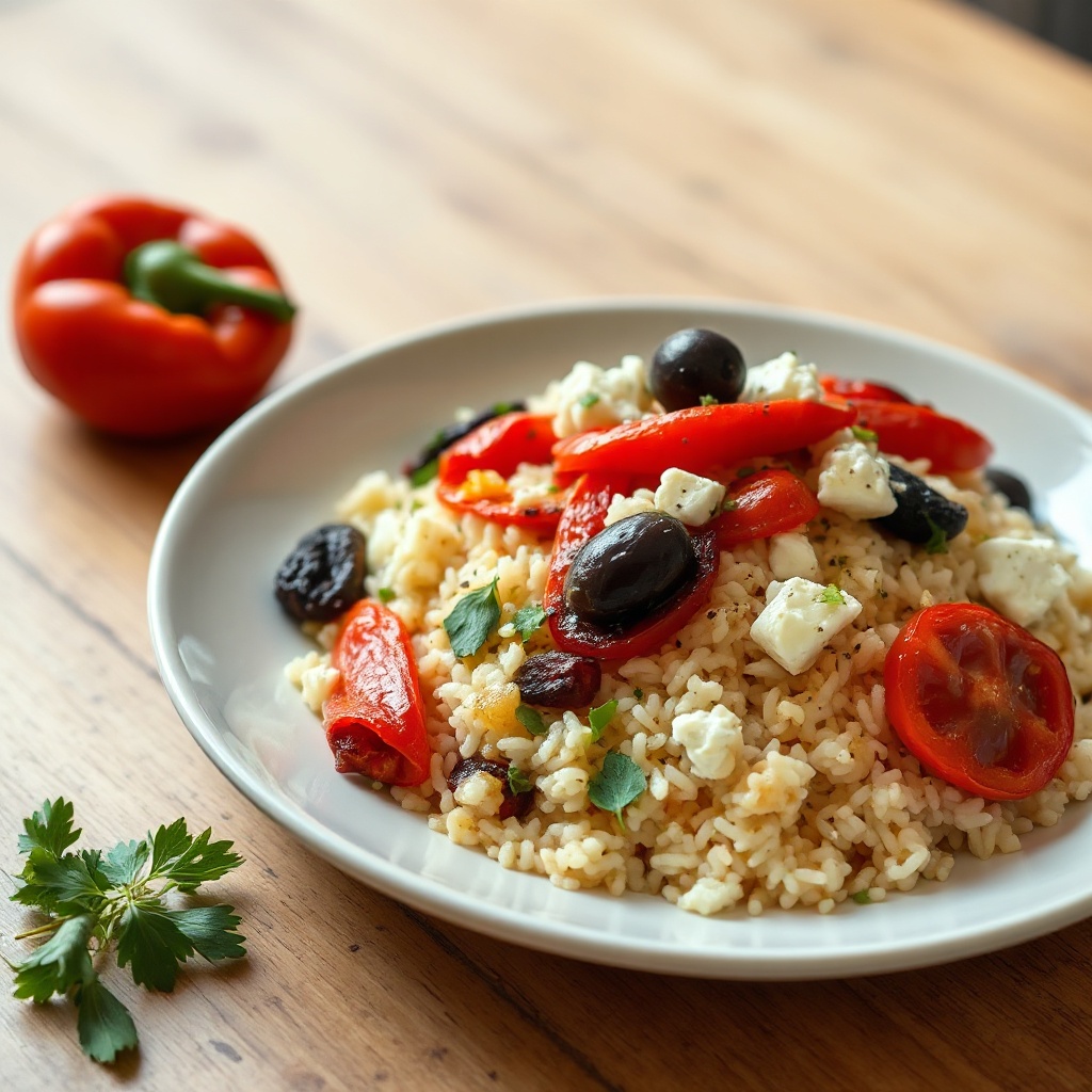 Riso Mediterraneo con Peperoni Arrostiti e Feta