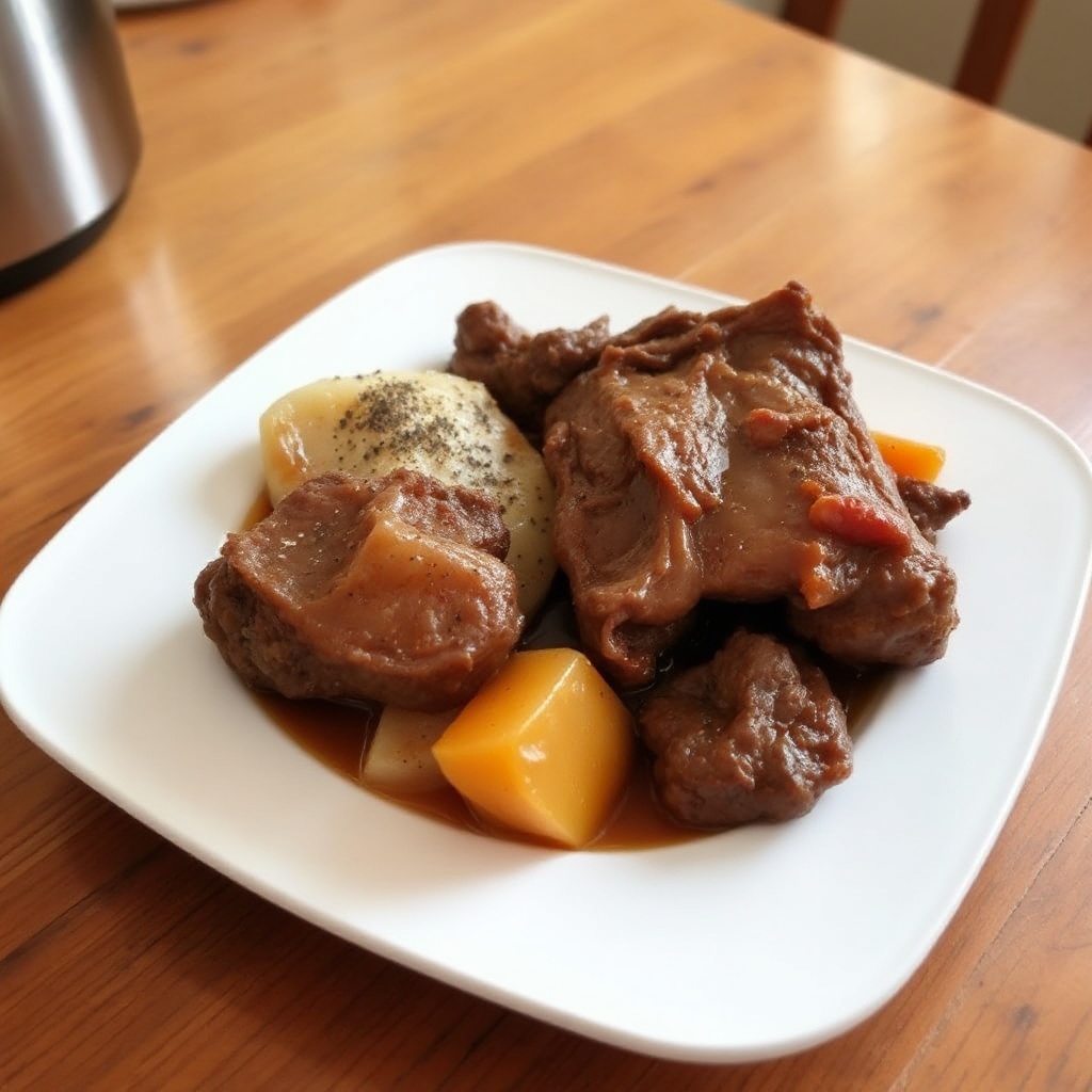 Herzhafter langsam gegarter Rinderbraten