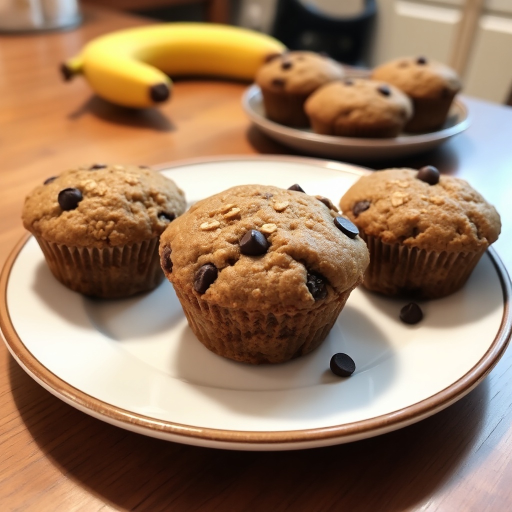 Bananen-Haferflocken-Schokoladenstückchen-Muffins mit einem Twist