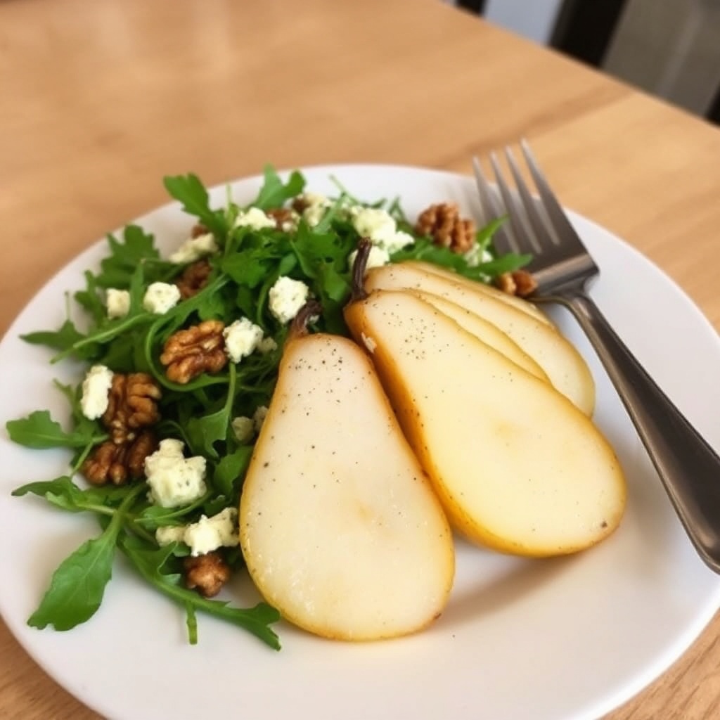Honig-Glasierte Birnen- und Rucola-Salat mit Gorgonzola