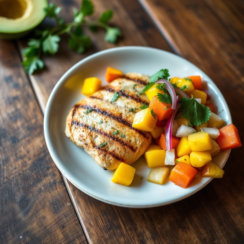 Pollo Grigliato agli Agrumi con Salsa Tropicale