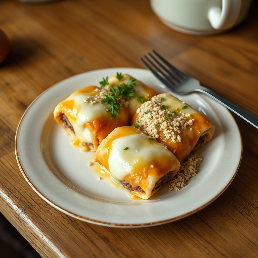 Käse-Rinder- und Schinkenrollen