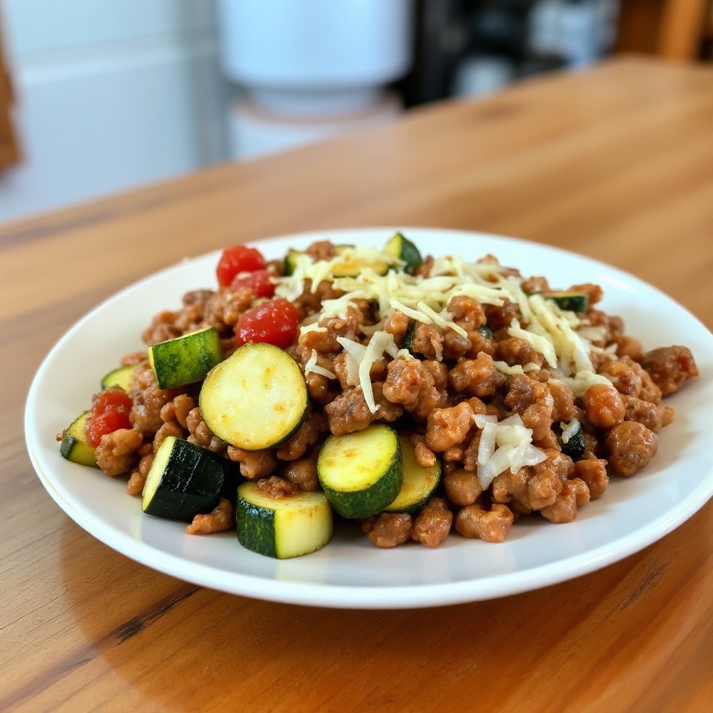 Savory Zucchini and Beef Bake