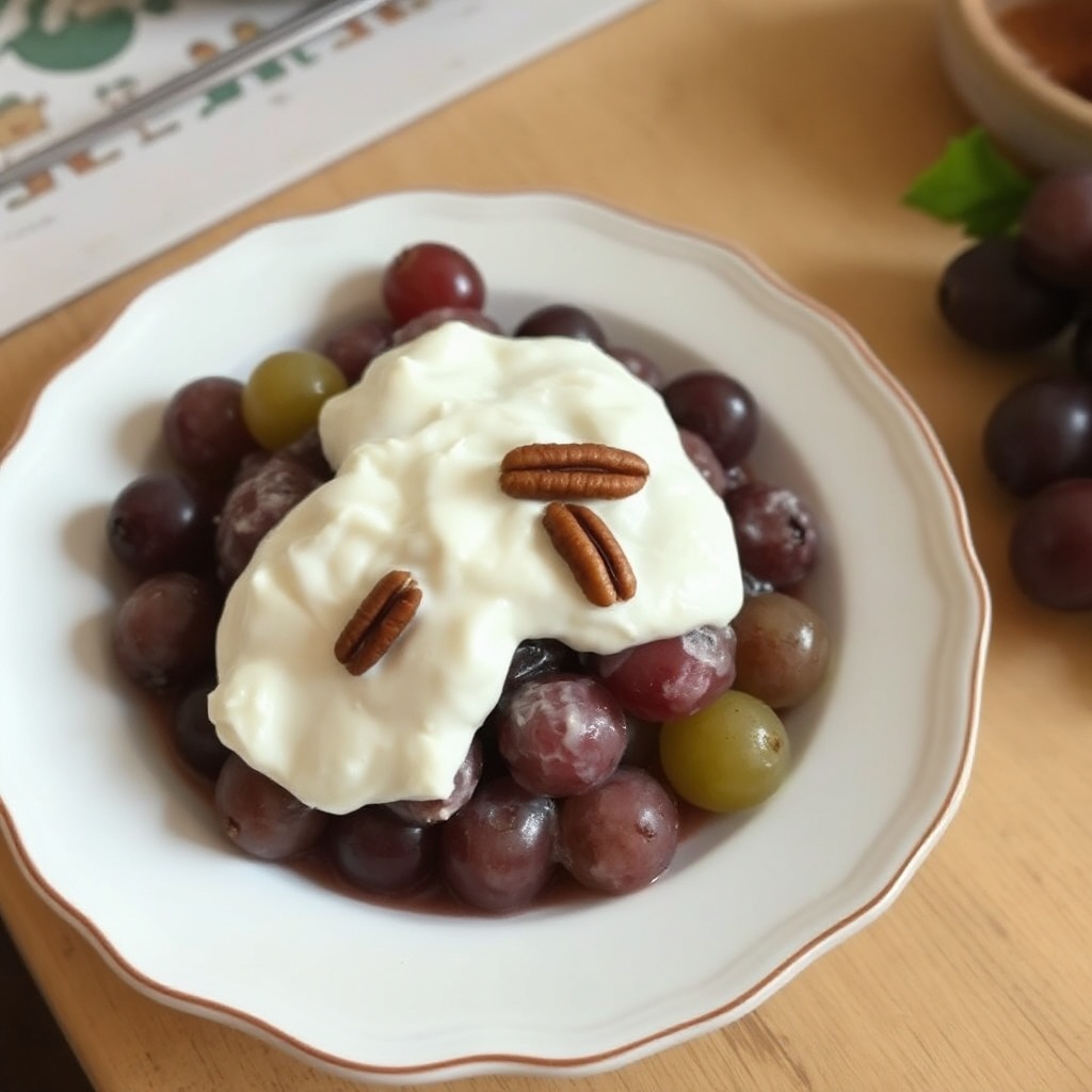 Chilled Grape Delight with Creamy Topping