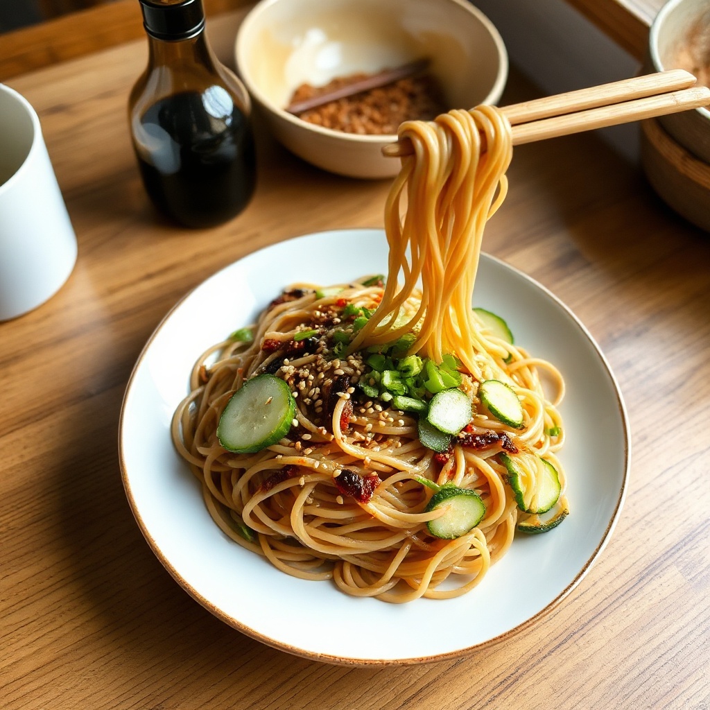 Chilled Spicy Sesame Soba Noodles