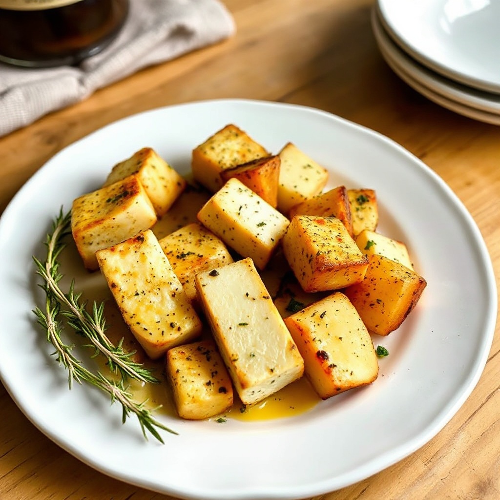 Gerösteter Tofu und Kräuter-Kartoffeln
