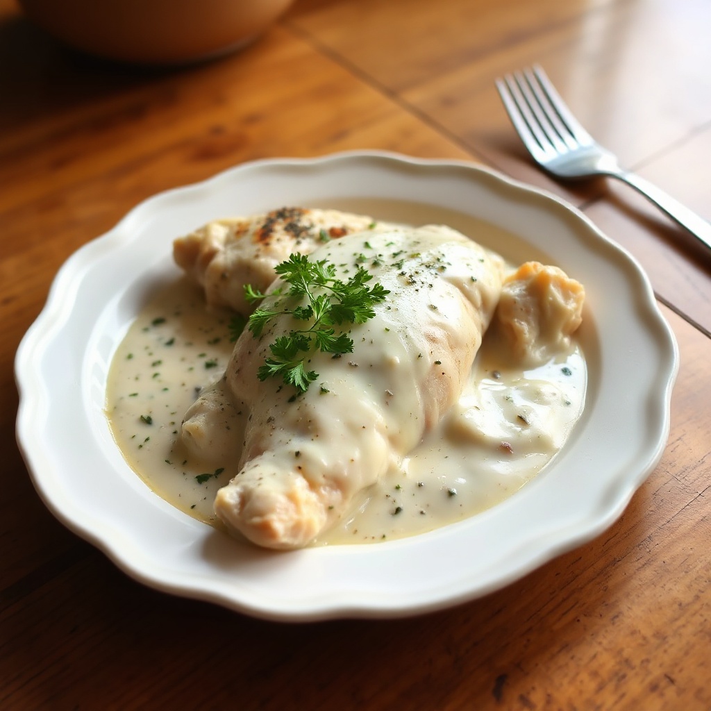Pollo al Forno Cremoso con Salsa alle Erbe