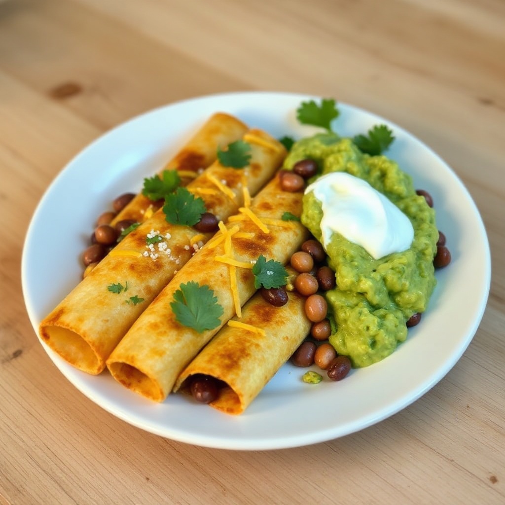 Knusprige Bohnen- und Käse-Taquitos mit würzigem Guacamole