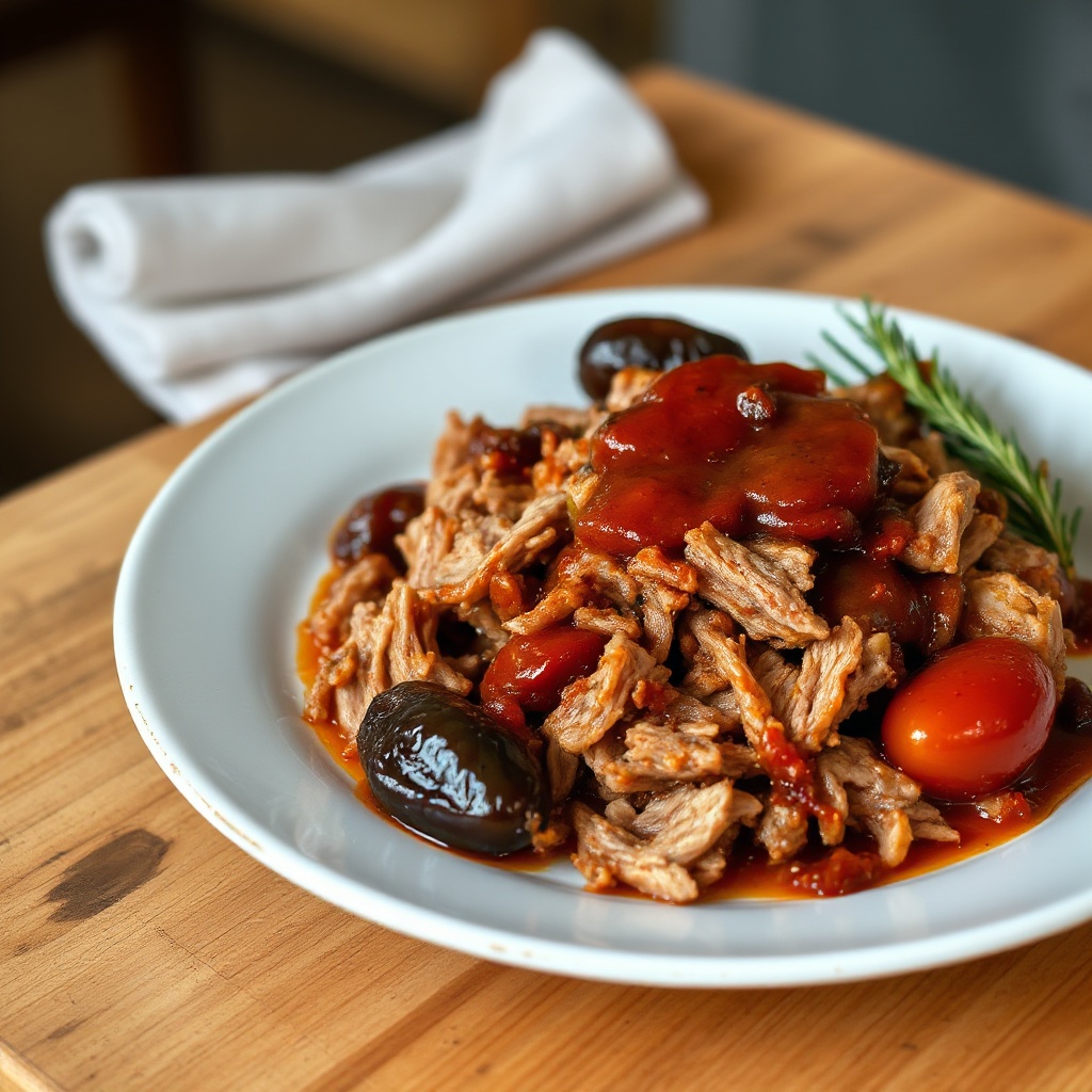 Herzhafter Pulled Pork mit würziger Dattelsauce