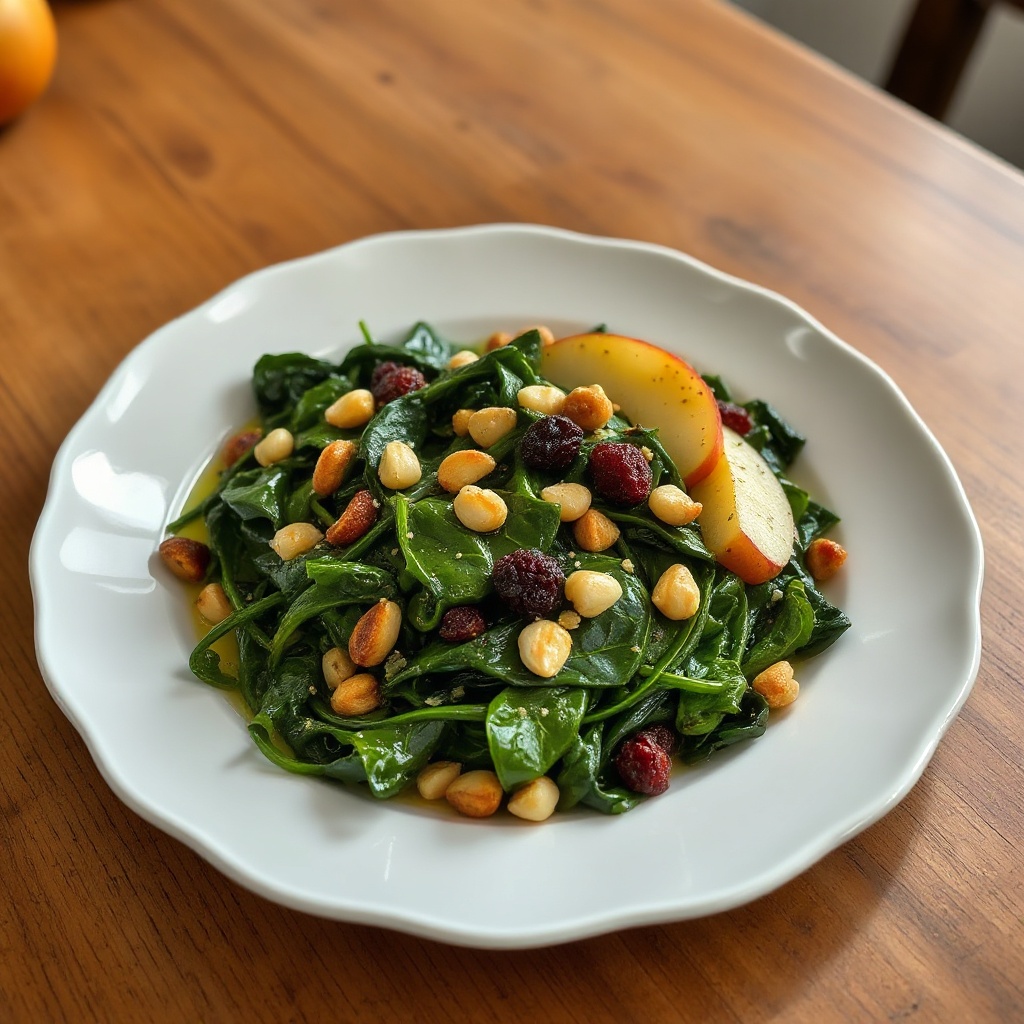 Catalan-Style Spinach with Apples and Nuts