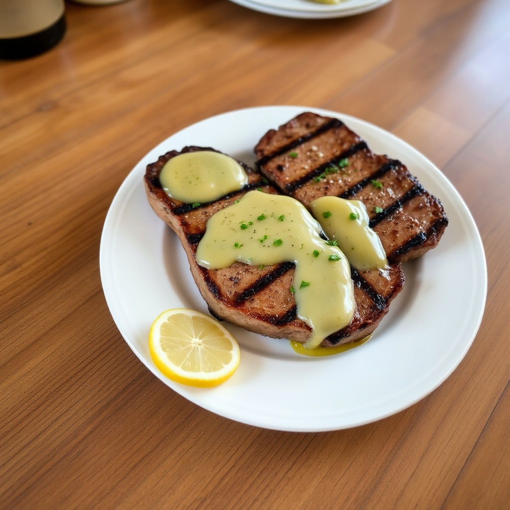 Knoblauch-Kräuter-Grillsteaks mit Zitronen-Besprühsoße